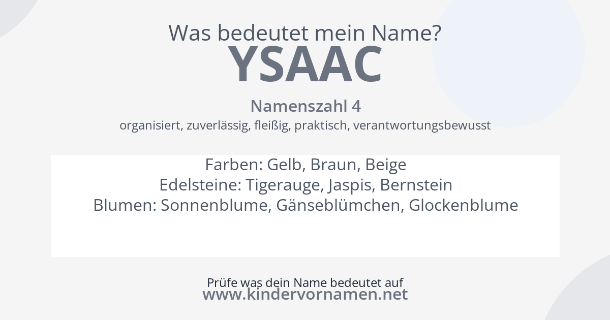 Was bedeutet der Name Ysaac?