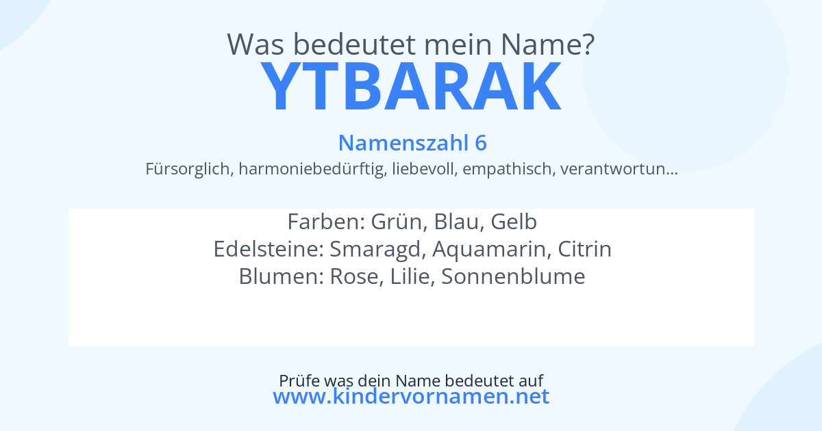 Was bedeutet der Name Ytbarak?