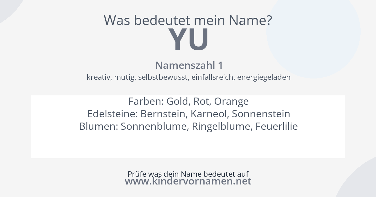 Was bedeutet der Name Yu?