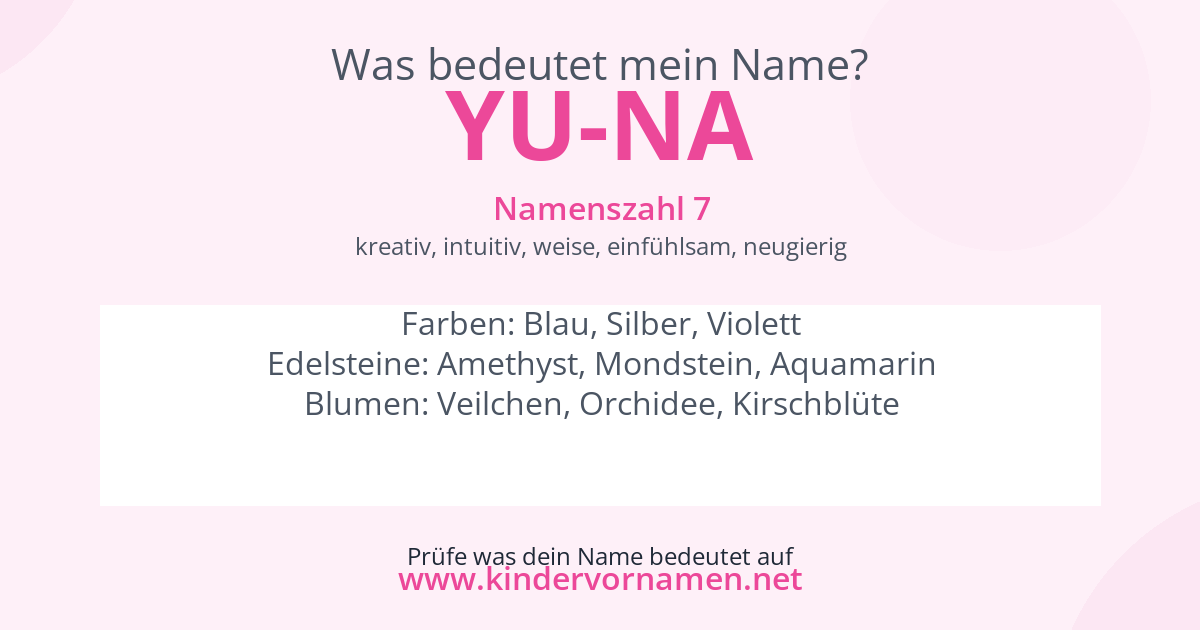 Was bedeutet der Name Yu-Na?