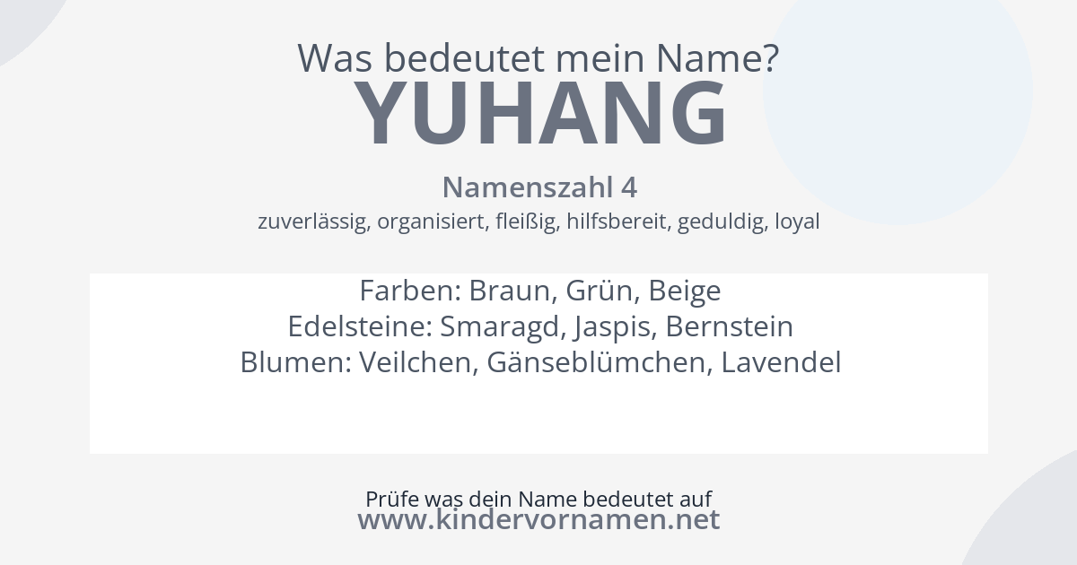 Was bedeutet der Name Yuhang?