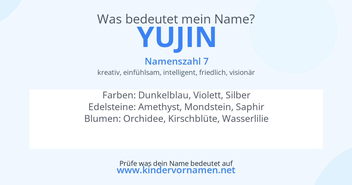 Was bedeutet der Name Yujin?