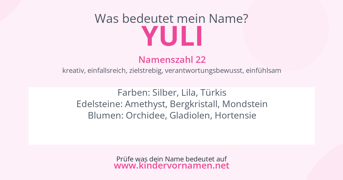 Was bedeutet der Name Yuli?