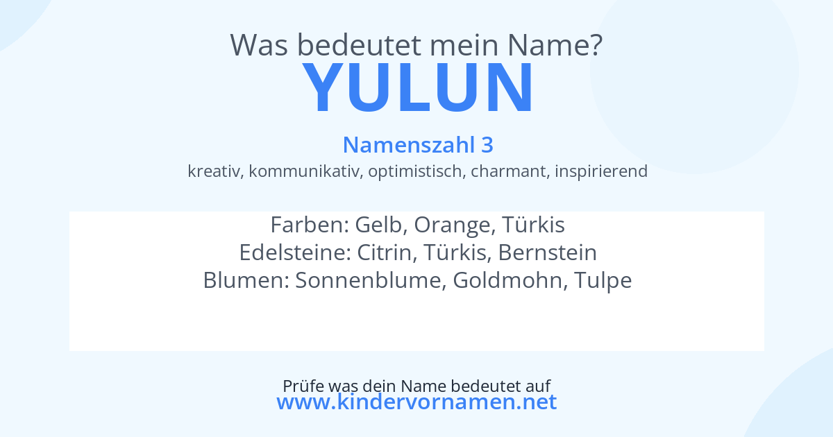 Was bedeutet der Name Yulun?