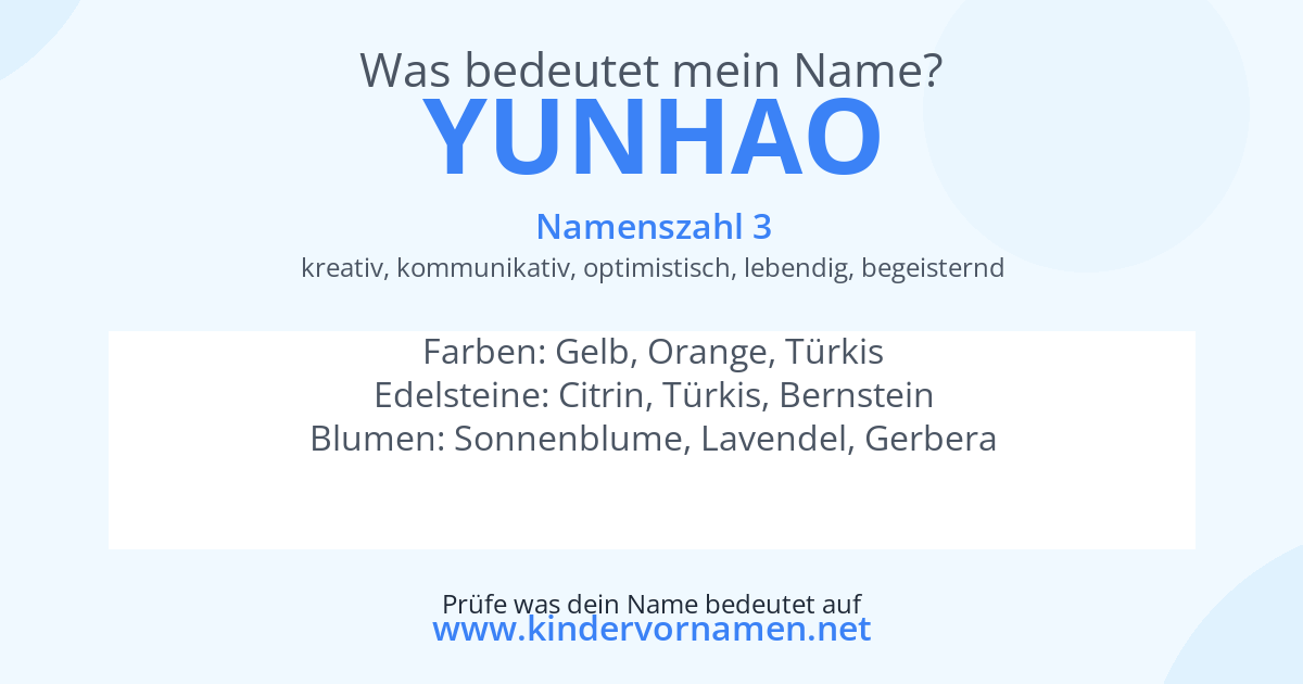 Was bedeutet der Name Yunhao?