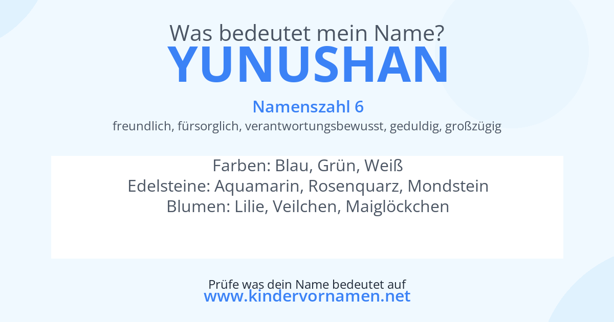 Was bedeutet der Name Yunushan?