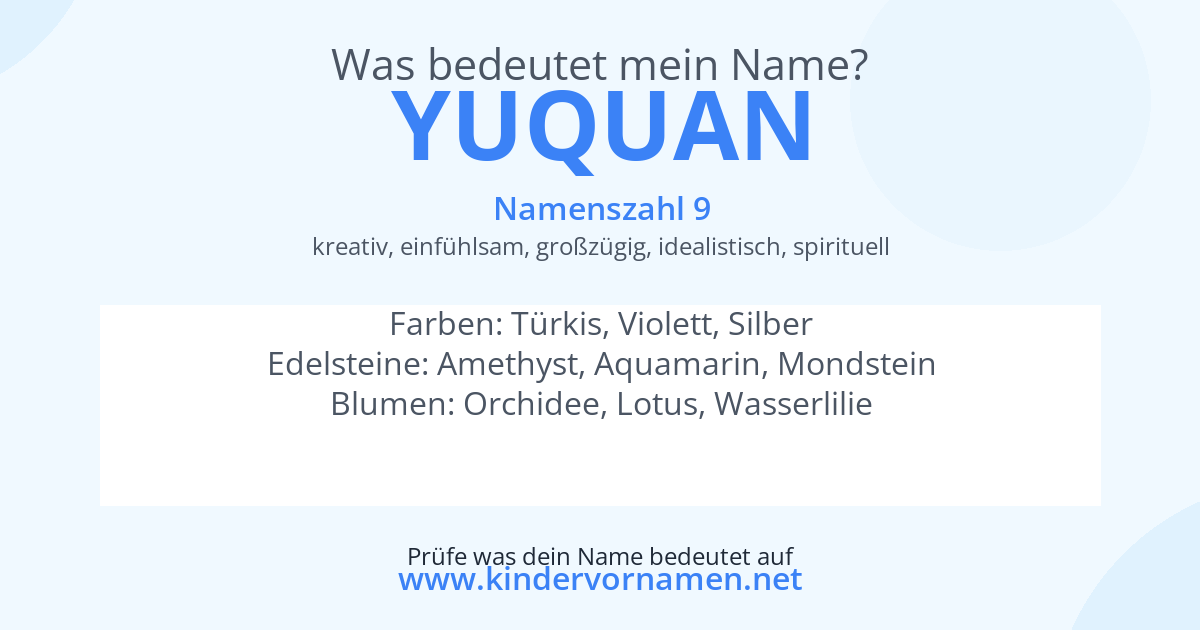 Was bedeutet der Name Yuquan?