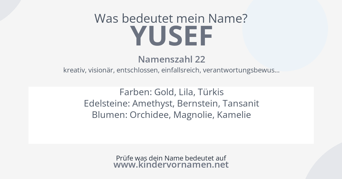 Was bedeutet der Name Yusef?