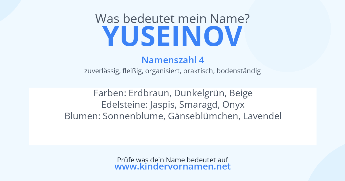 Was bedeutet der Name Yuseinov?
