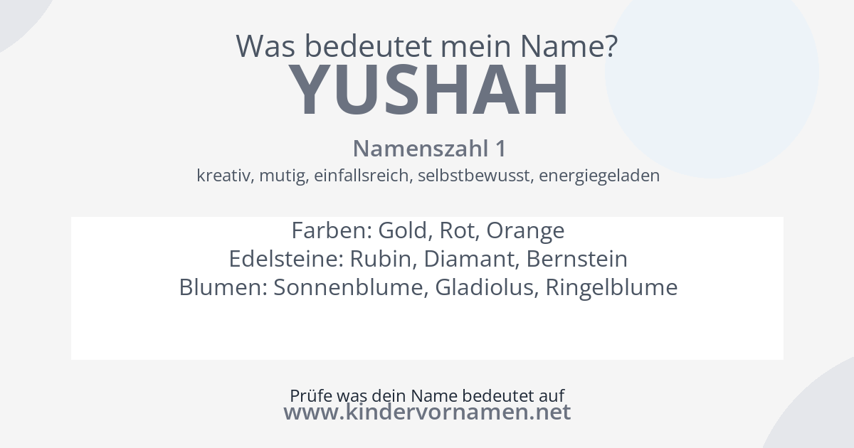 Was bedeutet der Name Yushah?