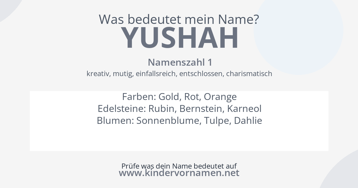 Was bedeutet der Name Yushah?