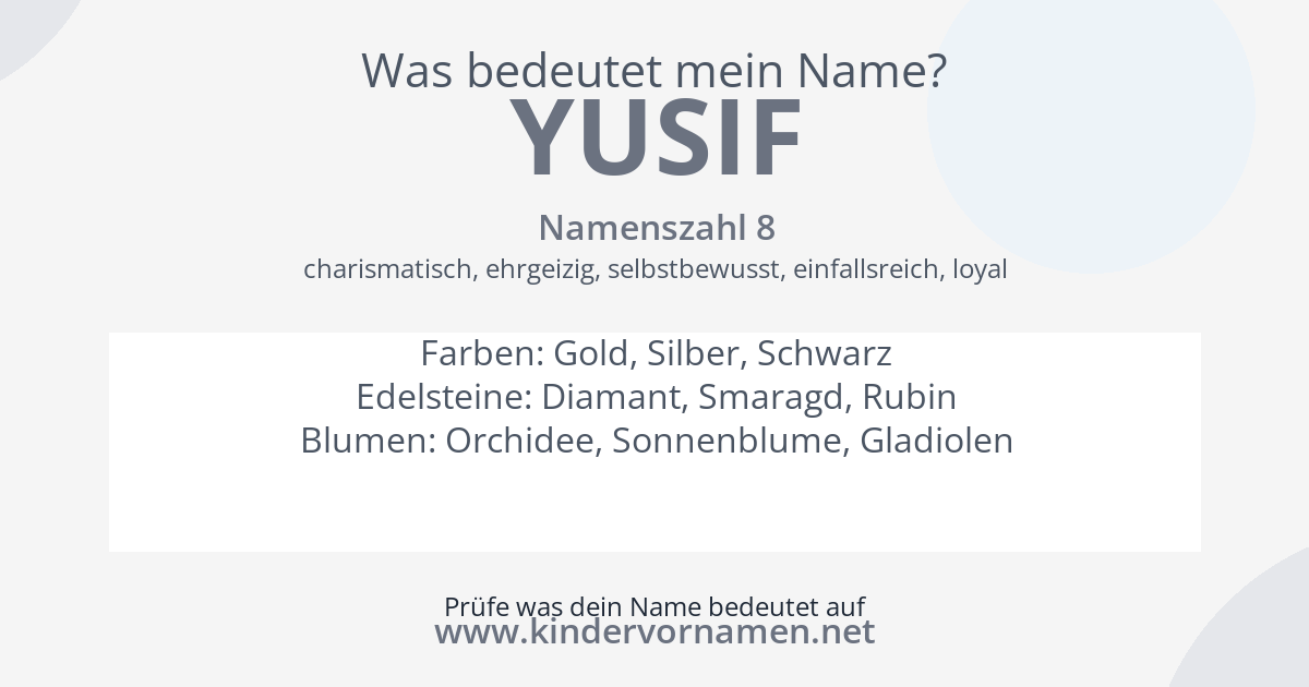 Was bedeutet der Name Yusif?