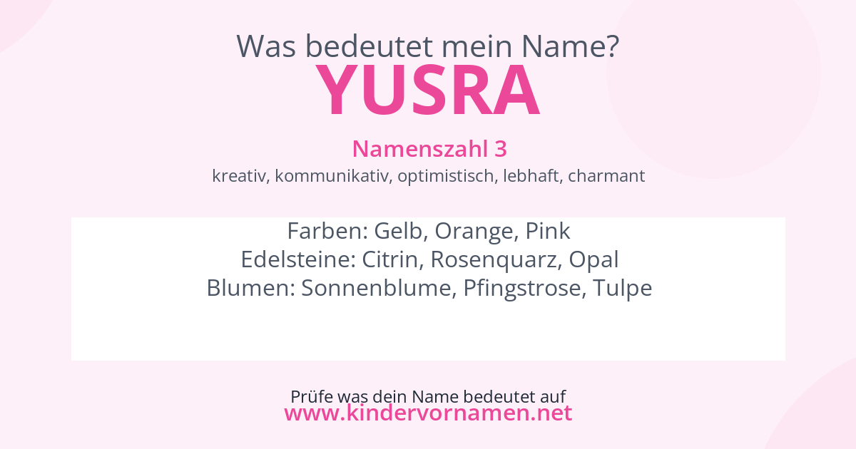 Was bedeutet der Name Yusra?