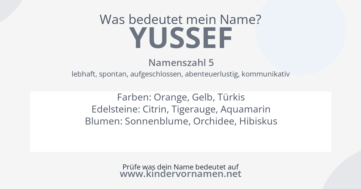 Was bedeutet der Name Yussef?