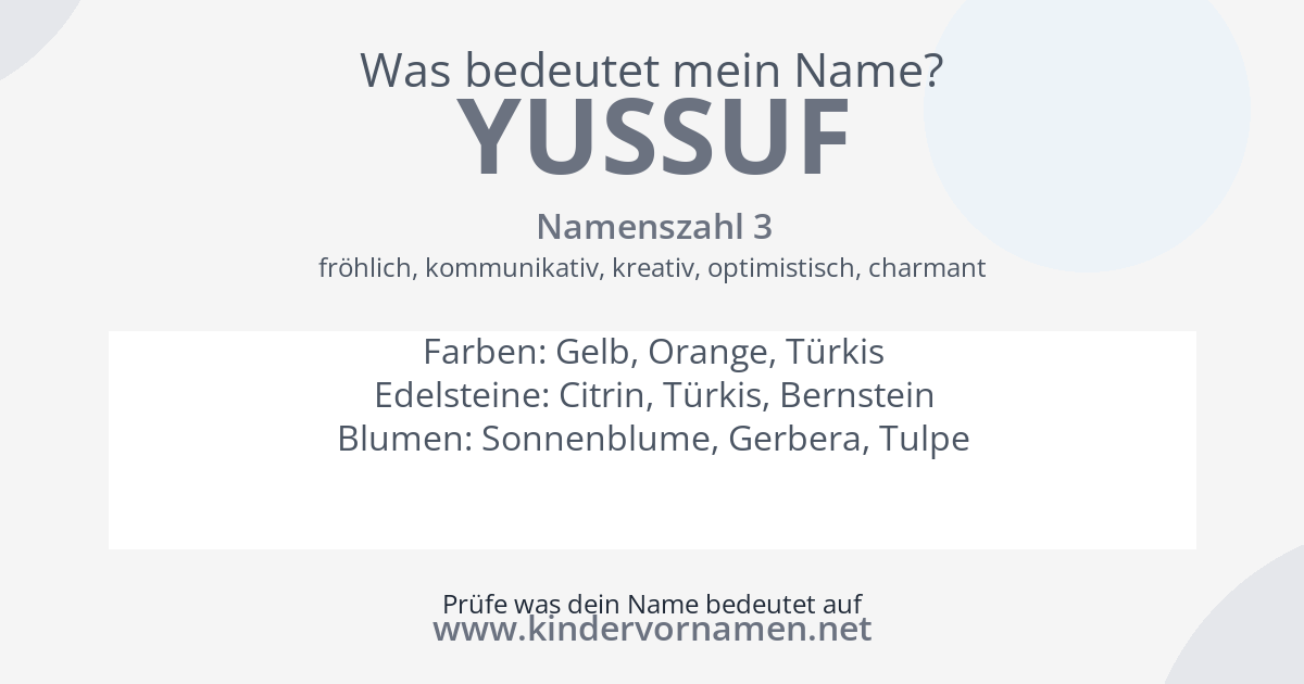 Was bedeutet der Name Yussuf?