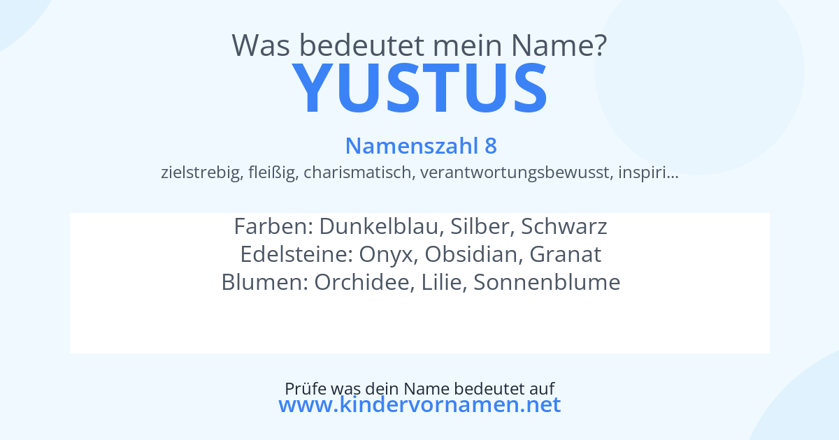 Was bedeutet der Name Yustus?