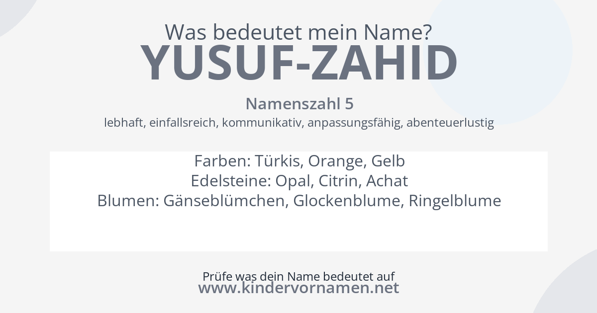 Was bedeutet der Name Yusuf-Zahid?