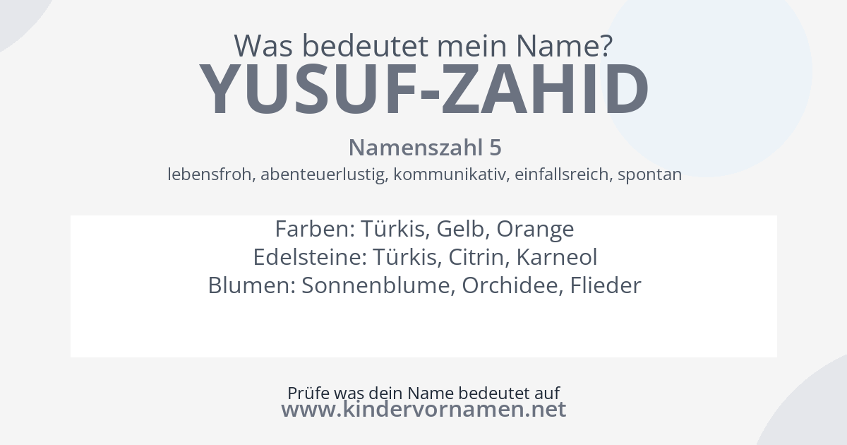 Was bedeutet der Name Yusuf-Zahid?