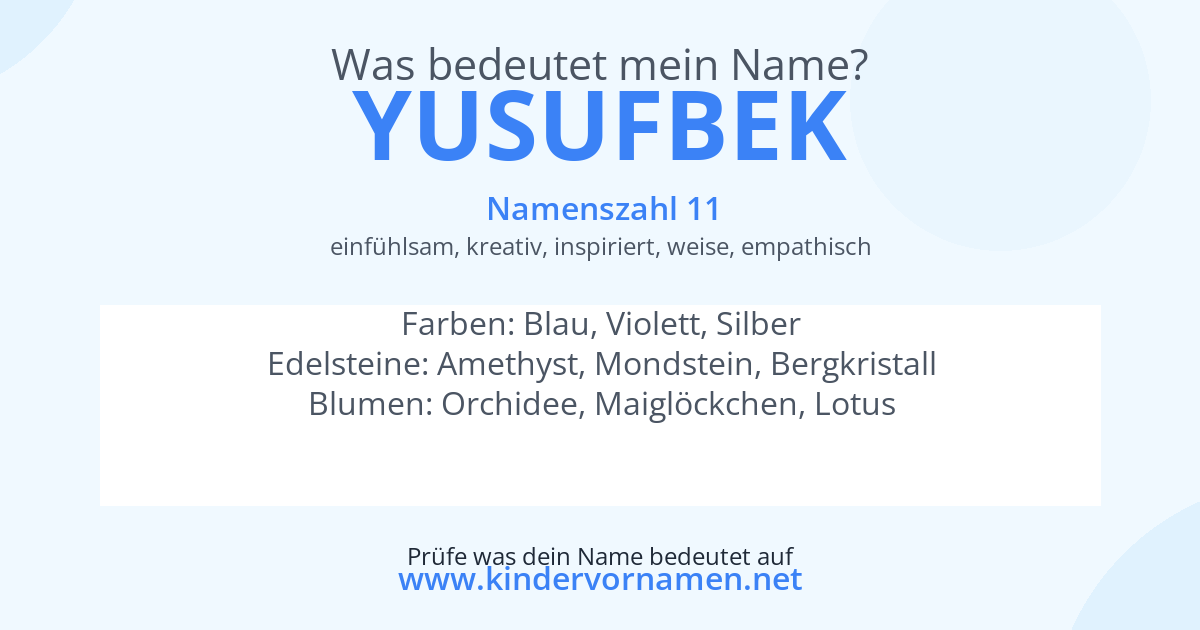 Was bedeutet der Name Yusufbek?