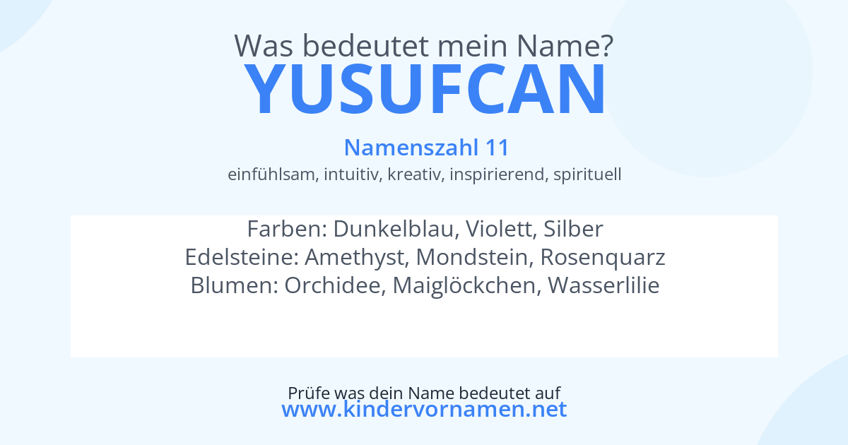 Was bedeutet der Name Yusufcan?