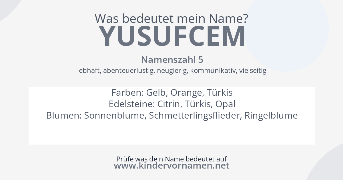 Was bedeutet der Name Yusufcem?
