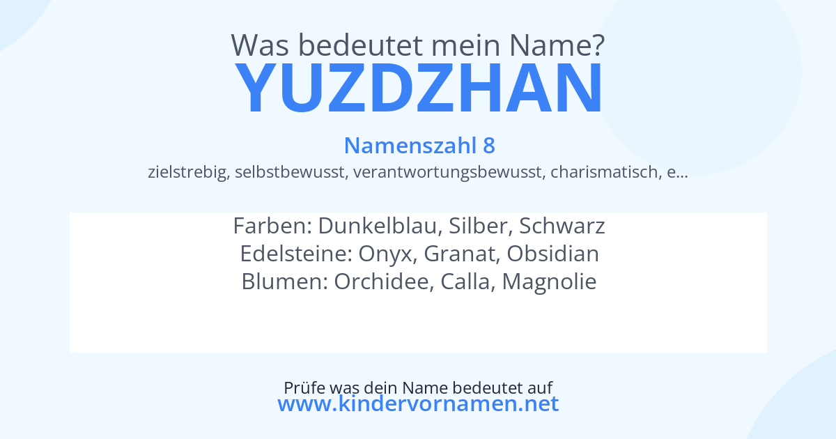 Was bedeutet der Name Yuzdzhan?