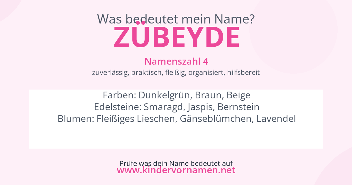 Was bedeutet der Name Zübeyde?