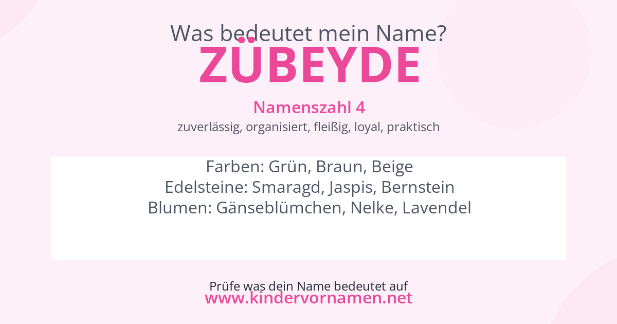 Was bedeutet der Name Zübeyde?
