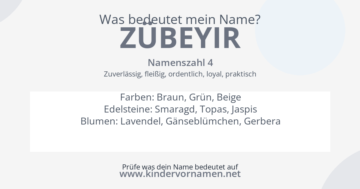 Was bedeutet der Name Zübeyir?