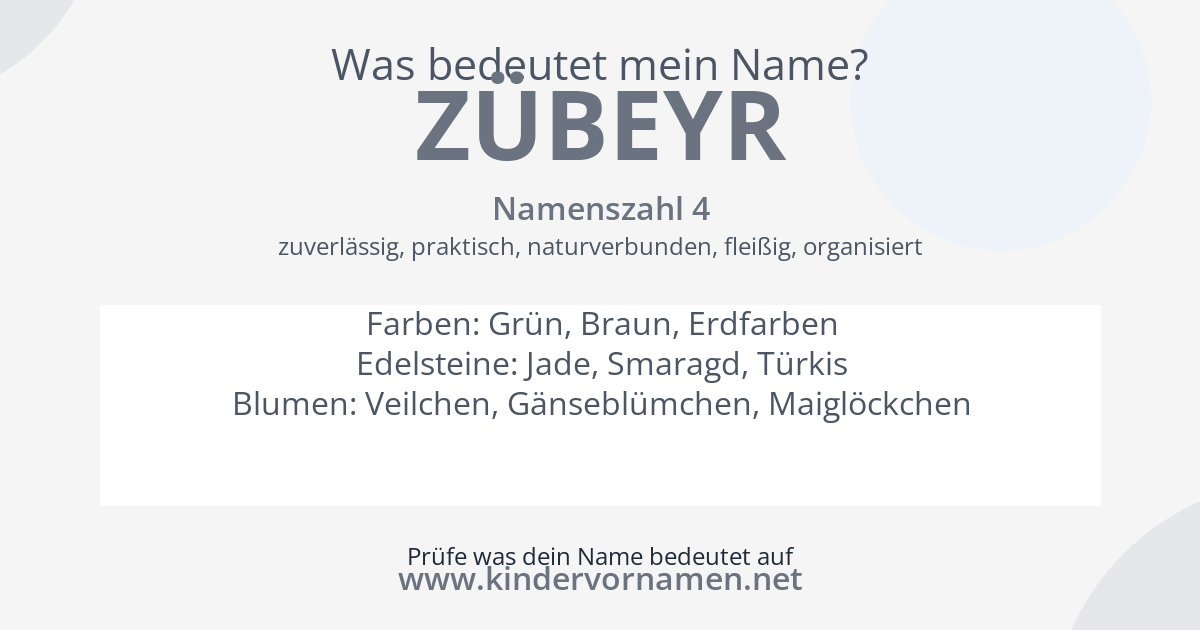 Was bedeutet der Name Zübeyr?