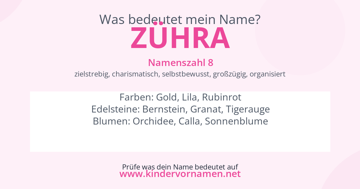 Was bedeutet der Name Zühra?