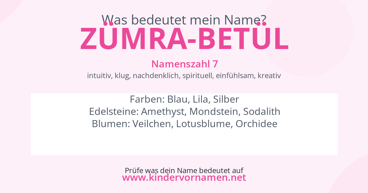 Was bedeutet der Name Zümra-Betül?