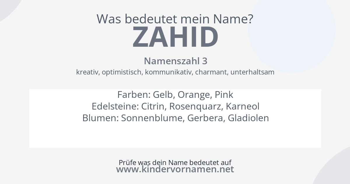 Was bedeutet der Name Zahid?