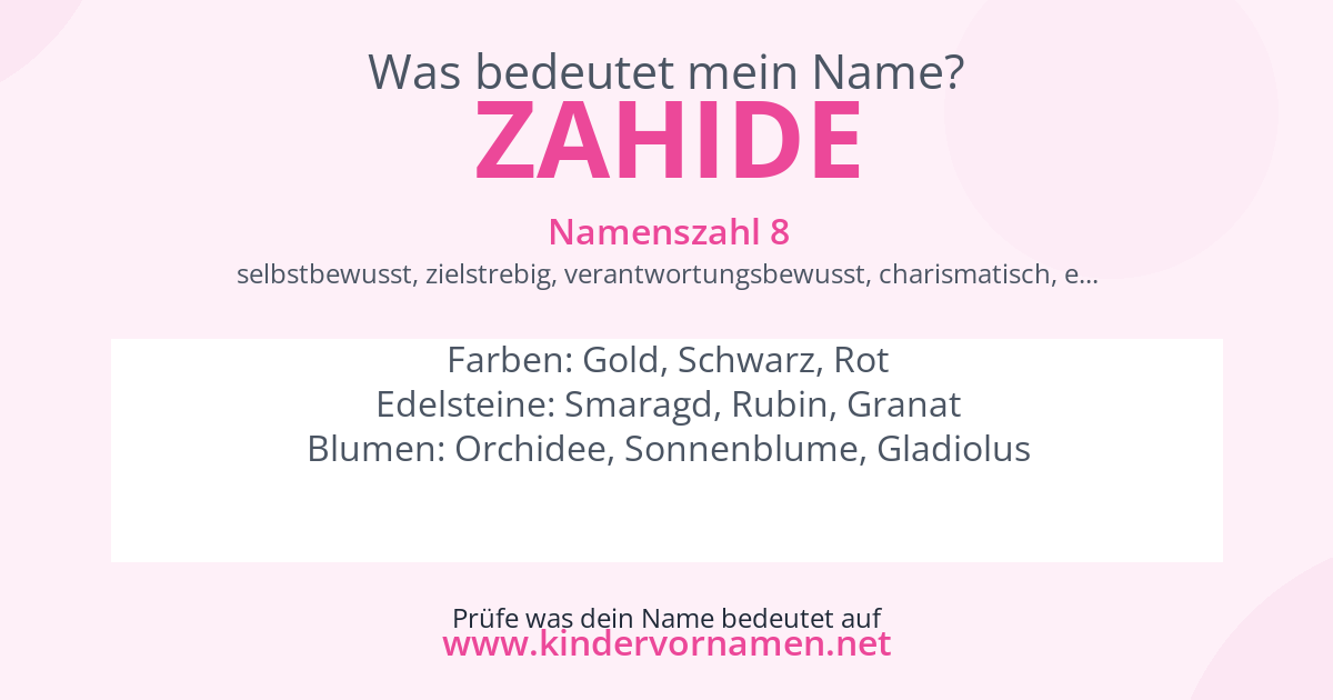 Was bedeutet der Name Zahide?