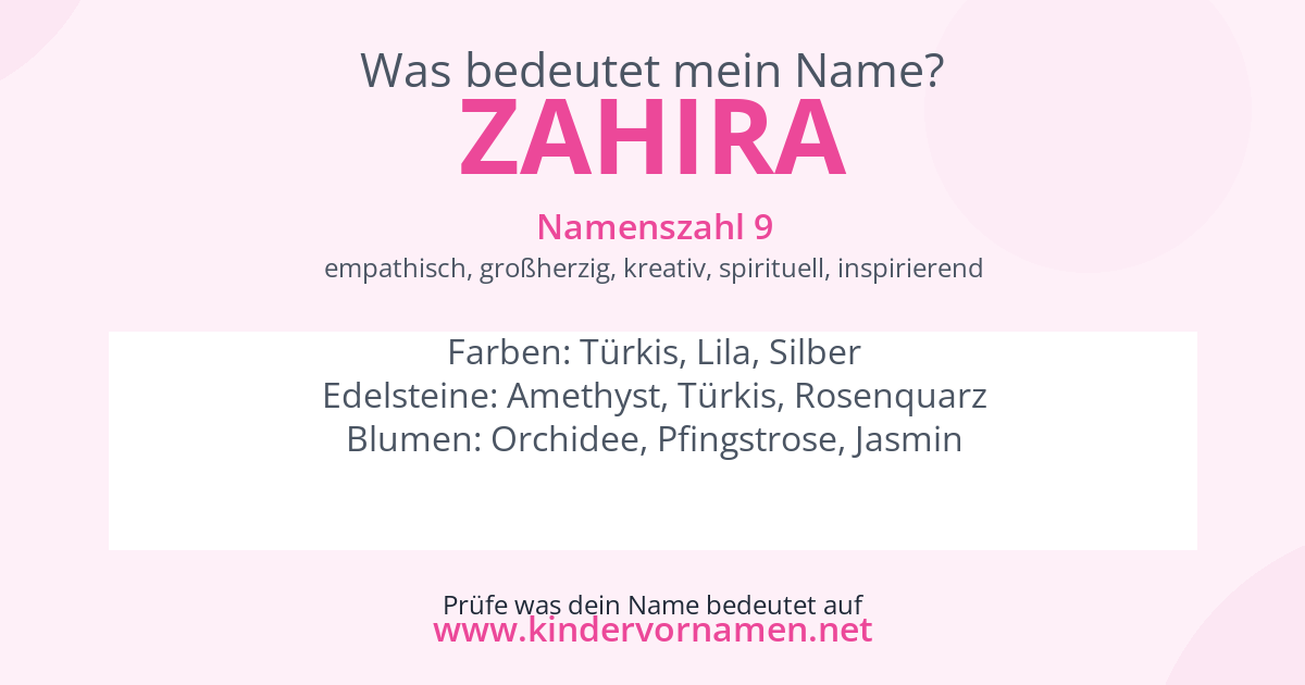 Was bedeutet der Name Zahira?