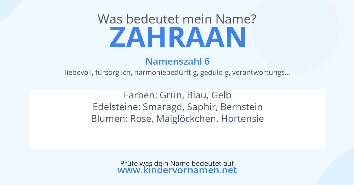 Was bedeutet der Name Zahraan?