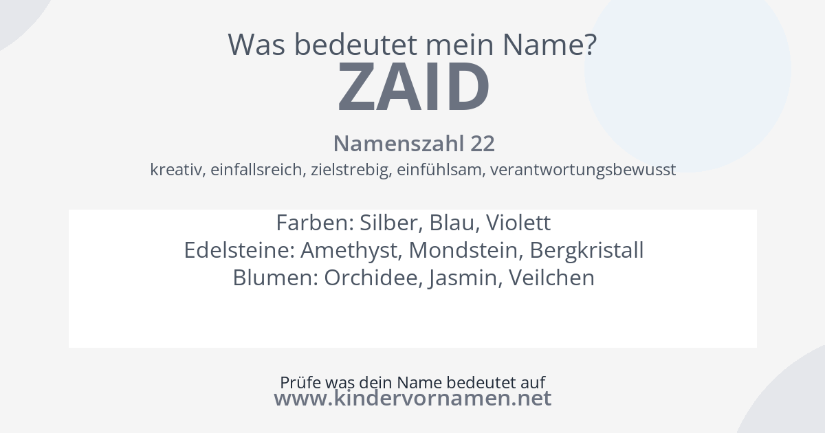 Was bedeutet der Name Zaid?