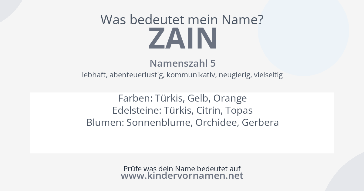 Was bedeutet der Name Zain?