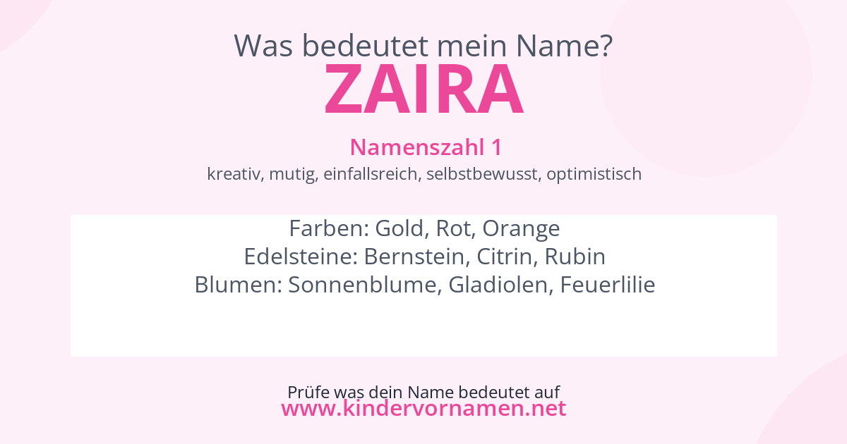 Was bedeutet der Name Zaira?