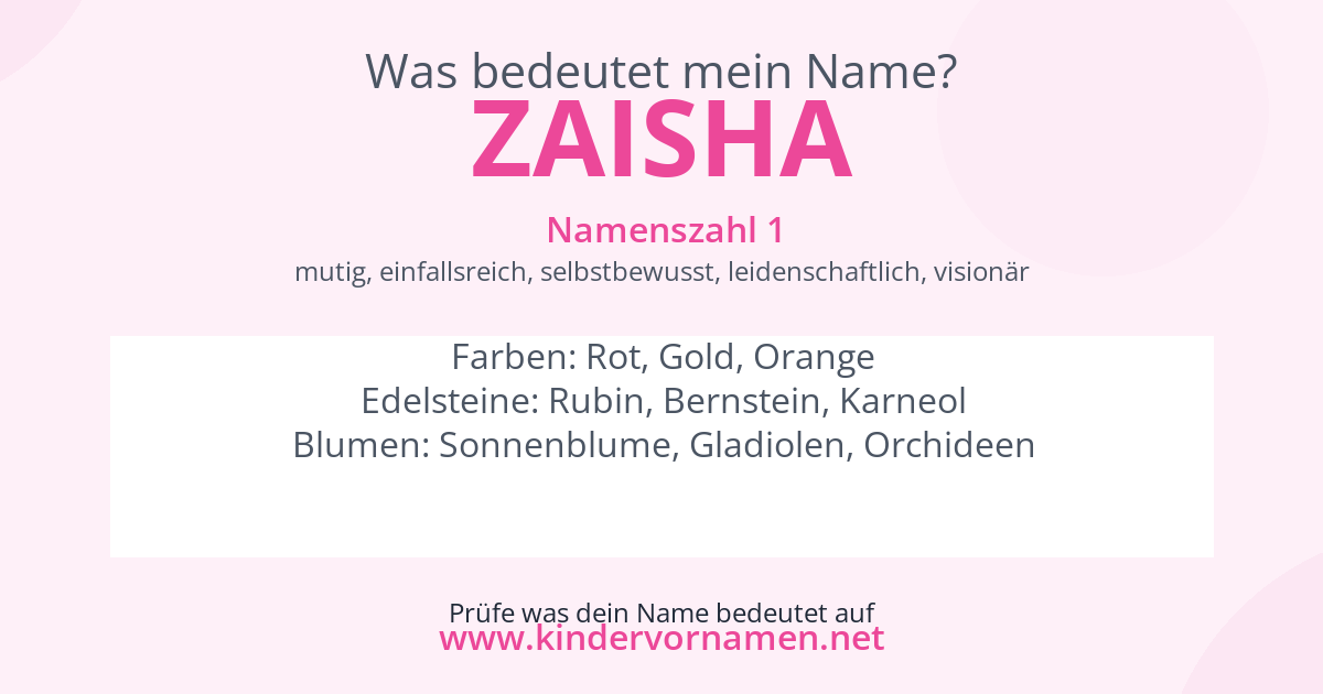 Was bedeutet der Name Zaisha?