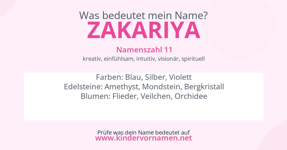 Was bedeutet der Name Zakariya?
