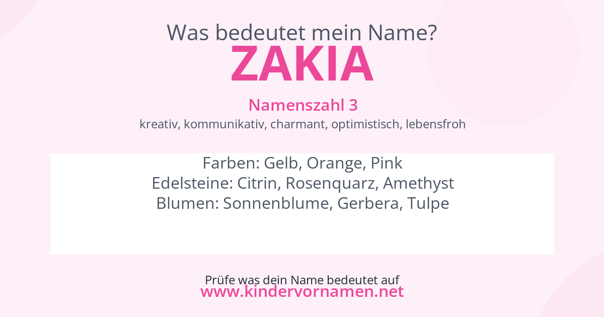 Was bedeutet der Name Zakia?