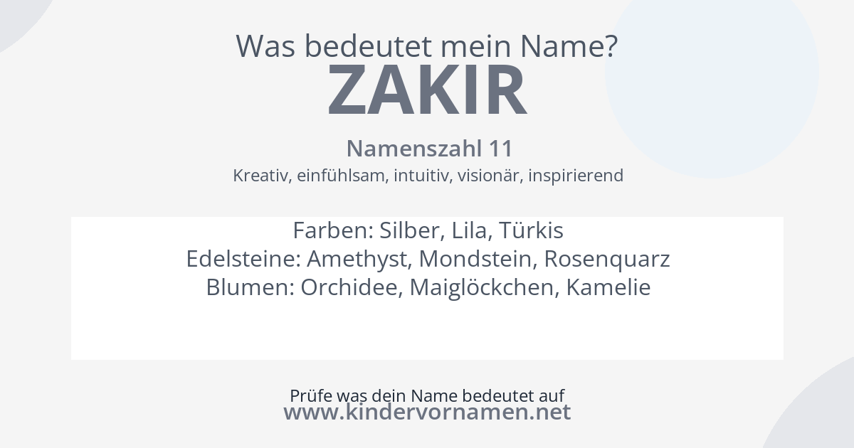 Was bedeutet der Name Zakir?