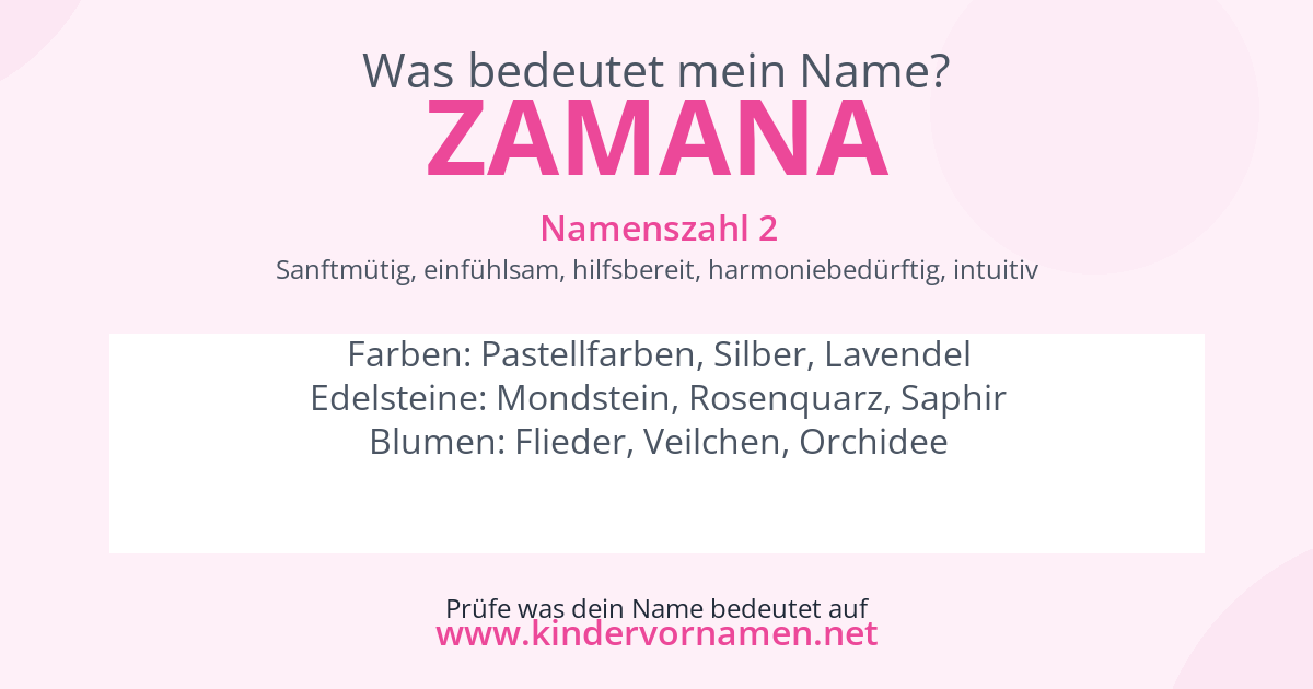 Was bedeutet der Name Zamana?