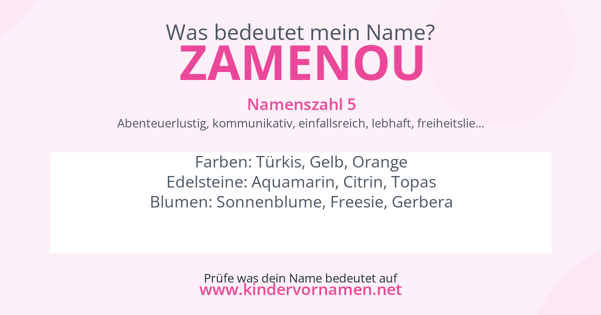 Was bedeutet der Name Zamenou?