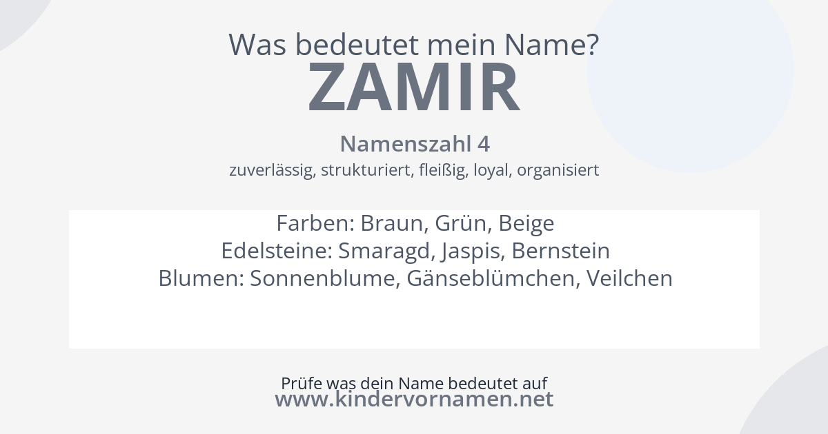 Was bedeutet der Name Zamir?