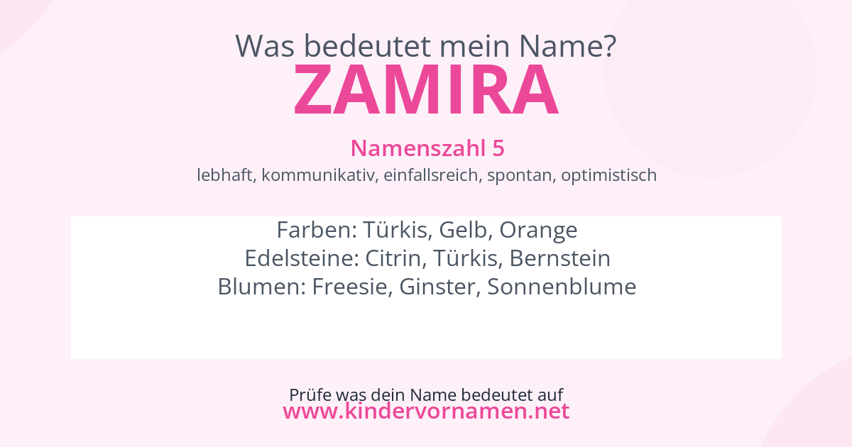 Was bedeutet der Name Zamira?