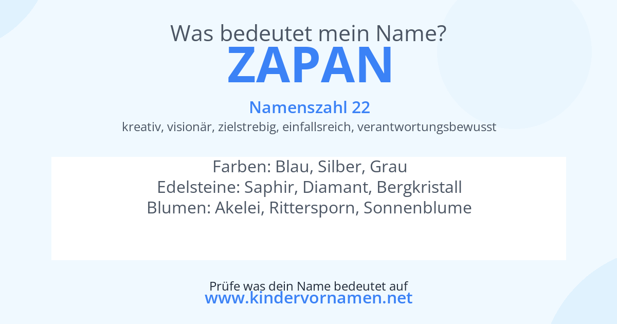 Was bedeutet der Name Zapan?