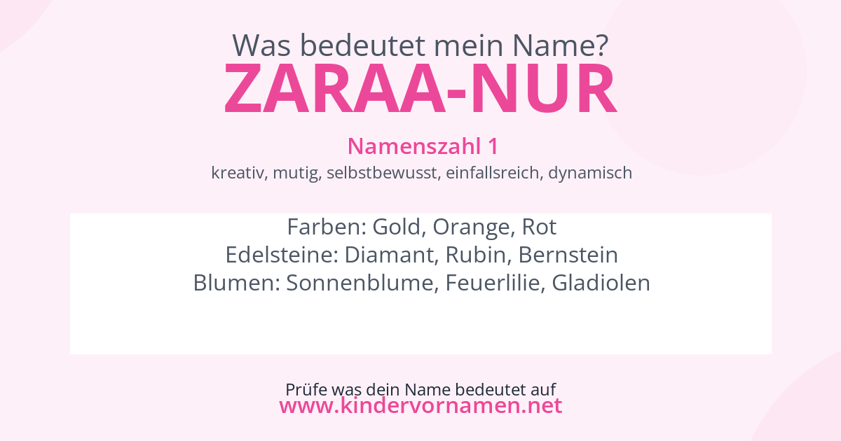Was bedeutet der Name Zaraa-Nur?