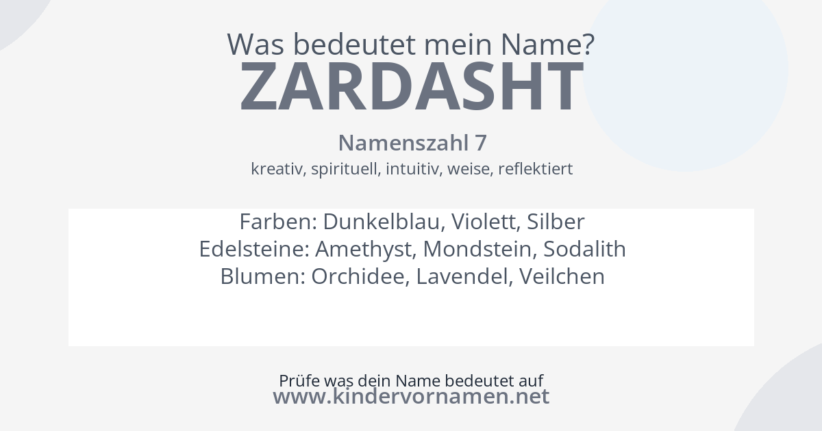 Was bedeutet der Name Zardasht?